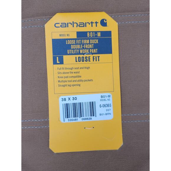 NWT Carhartt Mens 38 Brown Loose Duck Double Knee Utility Carpenter Pant B01-M‎ - Picture 11 of 12